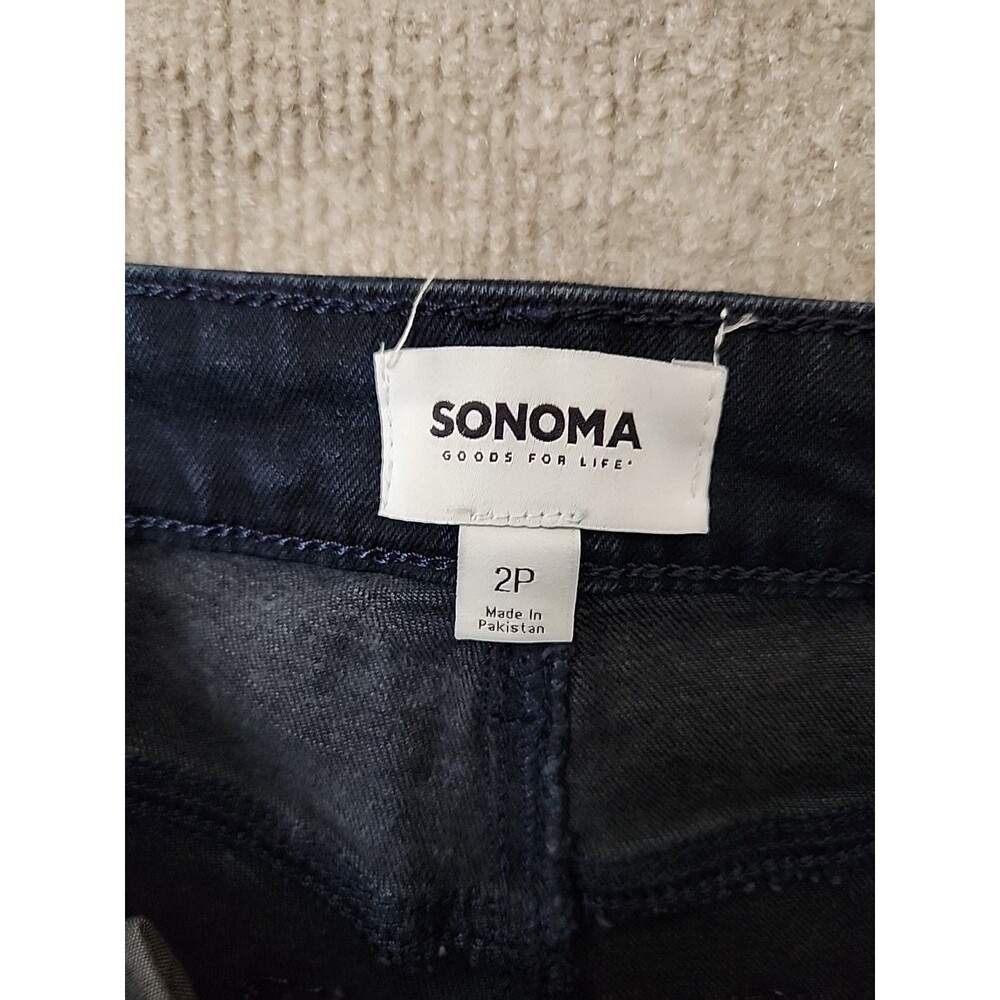 Sonoma High Rise Straight Jeans Womens 2 Petite Blue Dark Wash Stretch NEW - Picture 7 of 9